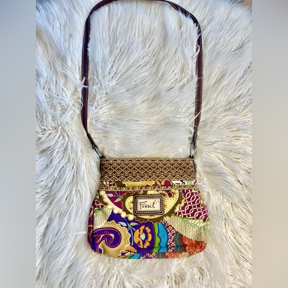 Fossil Boho Multi Color Crossbody Bag Vintage Euc - image 2